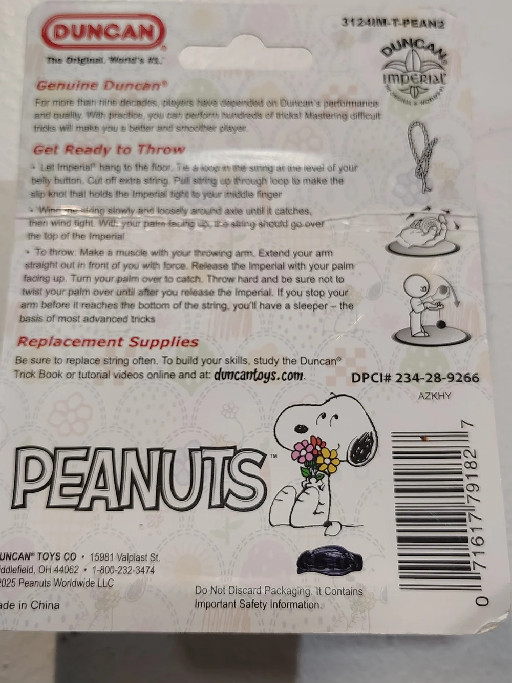 Duncan Peanuts Snoopy Kids Yo-Yo - Purple Floral